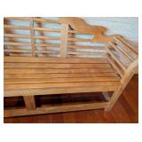 LL - Large Blonde Wood Bench with Decorative Back