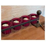 LL - Jan Barboglio Long Wrought Iron Votive Candle Holder with 12 Red Glass Votive Holders