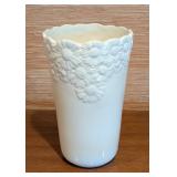 LL - 11-Inch Italian Ceramic Vase with Embossed Floral Motif