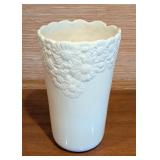LL - 11-Inch Italian Ceramic Vase with Embossed Floral Motif