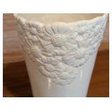 LL - 11-Inch Italian Ceramic Vase with Embossed Floral Motif
