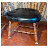 LL - Pair of S. Bent & Bros Colonial Windsor Arm Chairs with Black Cushions