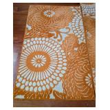 LL - Pair of Pottery Barn Kaley Wool Rugs 5x8 and 3x5 Floral Orange