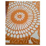 LL - Pair of Pottery Barn Kaley Wool Rugs 5x8 and 3x5 Floral Orange