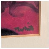 ML - Framed Floral Artwork with Mediterranean View Signed White