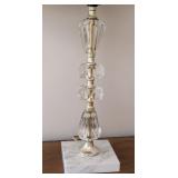 UL - Pair of 25-Inch Crystal Table Lamps with Marble Bases