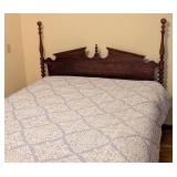 UL - Vintage Wooden Queen Headboard with Turned Posts