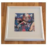 UL - Framed Colorful Circus Scene Print Signed by Artist