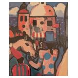 UL - Framed Colorful Circus Scene Print Signed by Artist