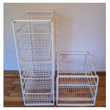 UL - Set of 2 White Metal Wire Organizer Racks with Drawers
