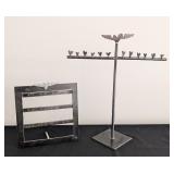 K - Pair of JLM 1995 Handcrafted Metal Jewelry Stands with Heart Detail