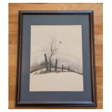 UL - Framed Hultgren Watercolor Painting with Winter Landscape