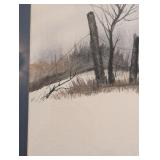 UL - Framed Hultgren Watercolor Painting with Winter Landscape
