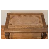 UL - Vintage Wood and Cane Side Table with Claw Feet