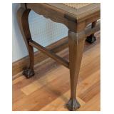 UL - Vintage Wood and Cane Side Table with Claw Feet