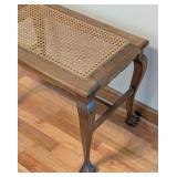 UL - Vintage Wood and Cane Side Table with Claw Feet