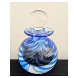 K - MMA Blown Glass Perfume Bottle Museum of Modern Art Blue Swirl