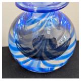 K - MMA Blown Glass Perfume Bottle Museum of Modern Art Blue Swirl