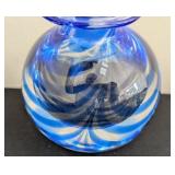 K - MMA Blown Glass Perfume Bottle Museum of Modern Art Blue Swirl