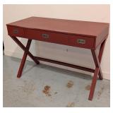 G - Red Painted Writing Desk with 3 Drawers