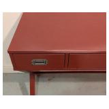 G - Red Painted Writing Desk with 3 Drawers