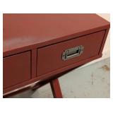 G - Red Painted Writing Desk with 3 Drawers
