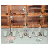 ML - Set of 3 Brushed Nickel Light Fixtures with Frosted Glass Shades