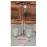 ML - Set of 3 Brushed Nickel Light Fixtures with Frosted Glass Shades