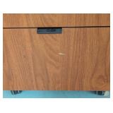 G - Wood and Metal 3-Drawer Office File Cabinet on Casters
