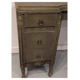 G - Vintage Green Painted Wooden Vanity Desk with Drawers
