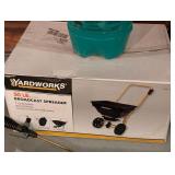 G - Lawn and Garden Tools Lot Including Spreader, Sprayer, Netting, and Lawn Cart