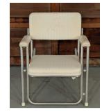 G - Eez-In Folding White Vinyl and Aluminum Boat Chair with Marlin Design