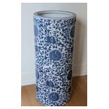 ML - Blue and White Ceramic Umbrella Holder with Floral Pattern, 19 Inch