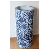 ML - Blue and White Ceramic Umbrella Holder with Floral Pattern, 19 Inch