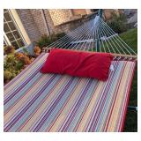 Y - Hatteras Hammocks Striped Fabric Hammock with Stand and Pillow