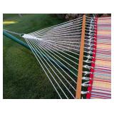 Y - Hatteras Hammocks Striped Fabric Hammock with Stand and Pillow