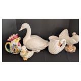 K - Collection of 5 Ceramic Bird Figurines and Pitchers