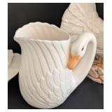 K - Collection of 5 Ceramic Bird Figurines and Pitchers