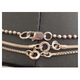 DR - Set of 3 Sterling Silver Necklaces Assorted Chains, 20 Inch Longest