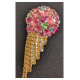 DR - Set of 5 Bauer Rhinestone Brooches - Hat, Ice Cream, Flags, and Clover