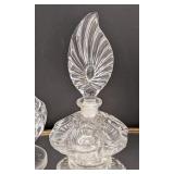 K - Vintage Glass Perfume Bottle Collection with Vanity Mirror Tray
