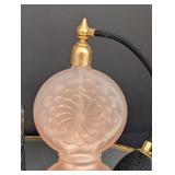 K - Vintage Glass Perfume Bottle Collection with Vanity Mirror Tray