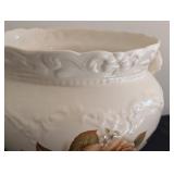 DR - Large Decorative Ceramic Pot with Floral Design and Handles