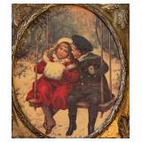 UL - Framed Christmas Print of Children on Swing