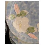 ML - Set of 8 Blue Porcelain Plates with Embossed Floral Design