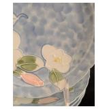 ML - Set of 8 Blue Porcelain Plates with Embossed Floral Design