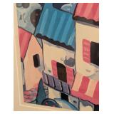 UL - Framed Coastal Village Artwork Signed Print