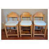LL - Set of 3 Shafer Commercial Counter Height Stools with Light Wood Frame