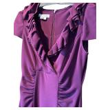 MN - Kay Unger New York Purple Ruffle Neck Dress Size 6