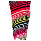 SR - Striped Short Sleeve Knit Dress with Ruched Side